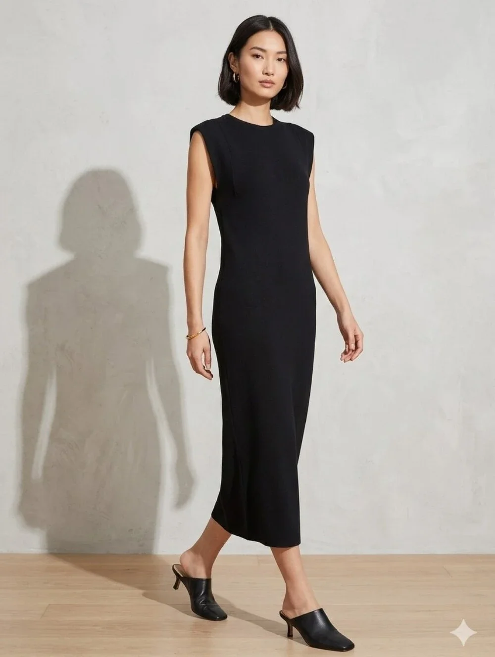 midi jumper dress zara Zara - Ruffled Knit Midi Dress - Black - S